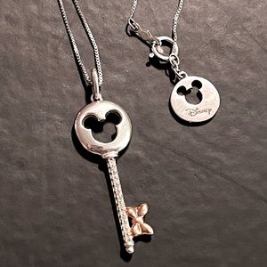 Sterling Silver & Rose Gold Disney Minnie Key Necklace